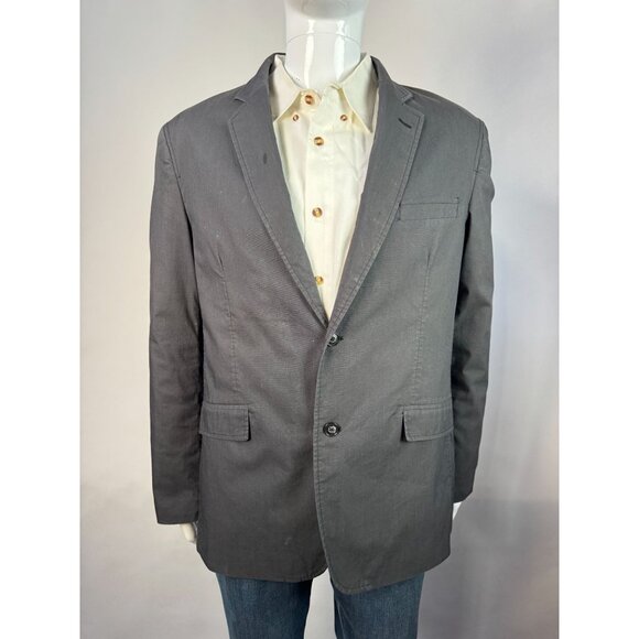 Mens Gray Modern Fit Blazer XL Blue By Cinque 2-Button Cotton Blend - Picture 16 of 16